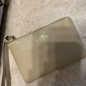 Coach Beige Leather Wristlet